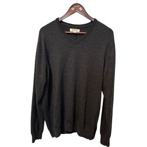 Goodthreads 100% Merino Wool V-Neck Sweater Sz XL Charcoal Grandpacore Preppy